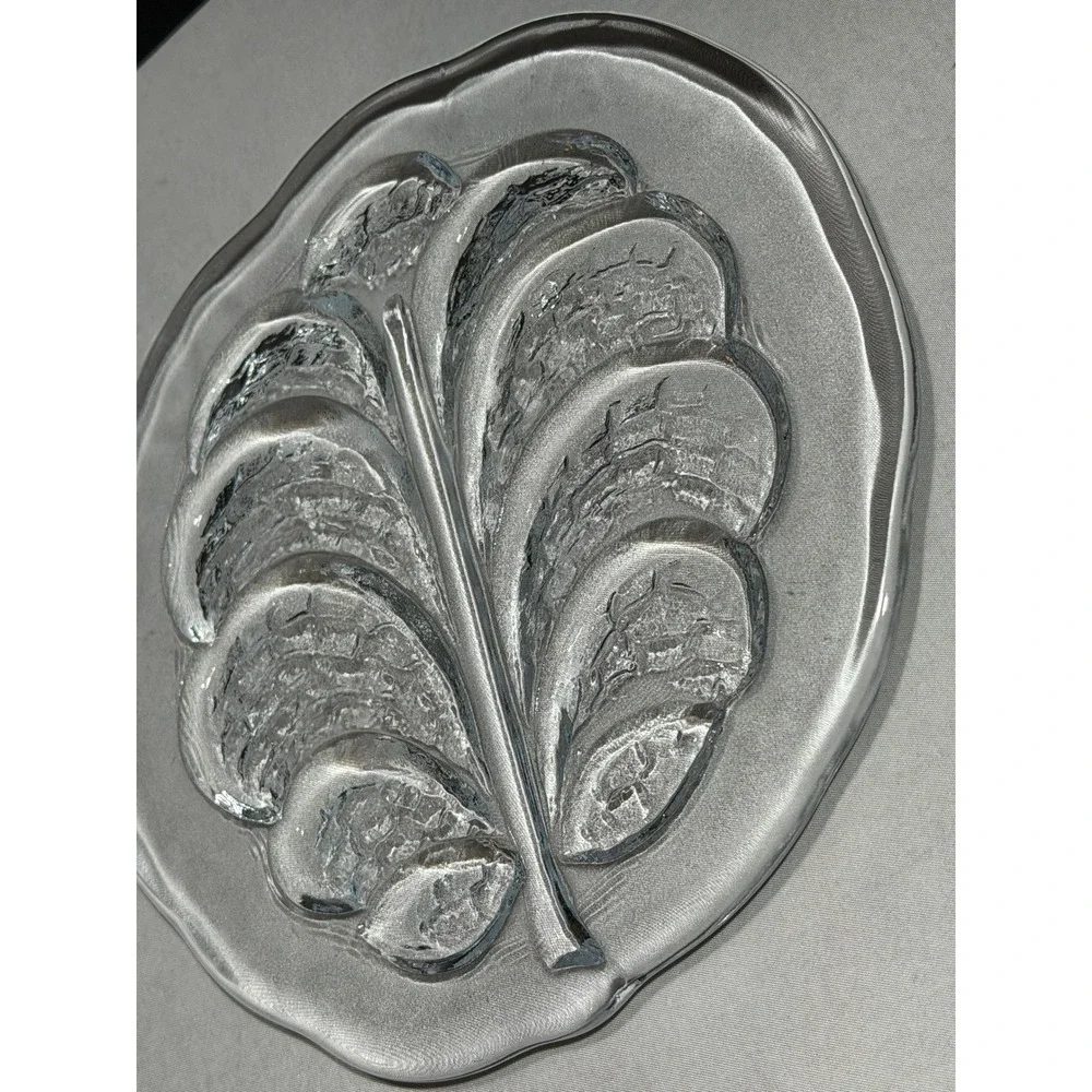 Vintage Orrefors‎ Eden Tree of Life Leaf Serving Tray by Lars Hellsten Sweden